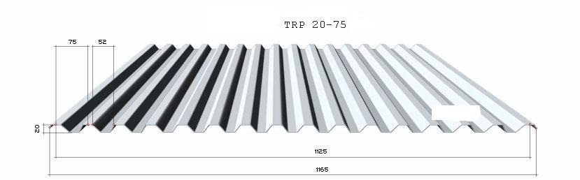 Aluminium profielplaat TRP 20-75 Aluminium profielplaat TRP 20-75